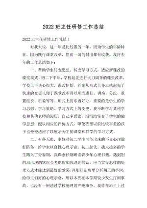 2022班主任研修工作总结精品.docx