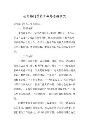 公司部门员员工年终总结例文精选.docx