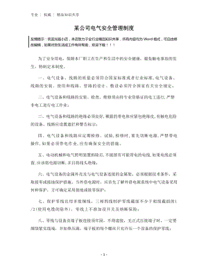 某公司电气安全管理制度.docx