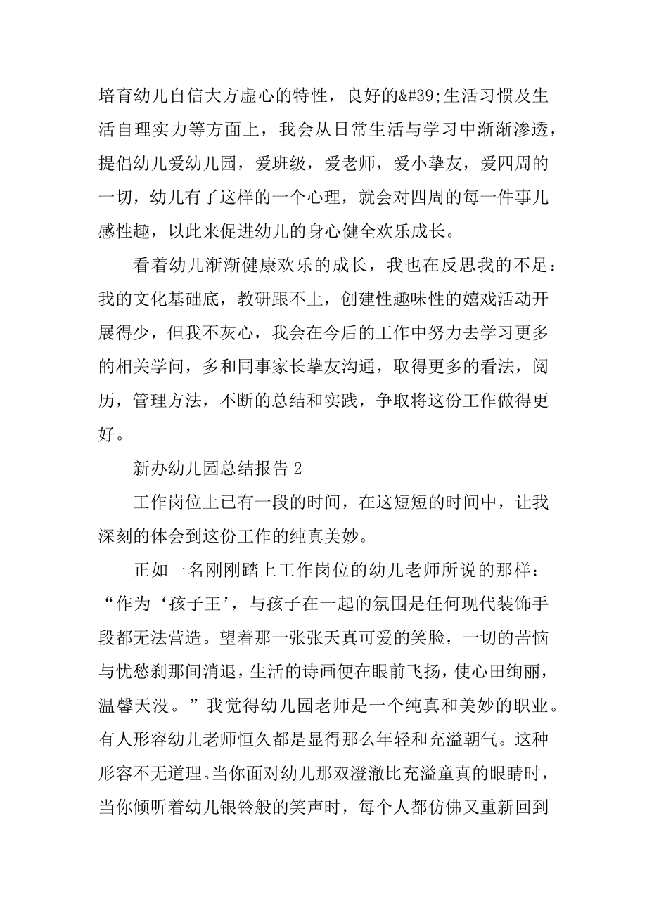 新办幼儿园个人总结报告精编.docx_第2页