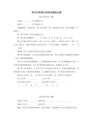 最新停车位出租标准模板精选合集.docx