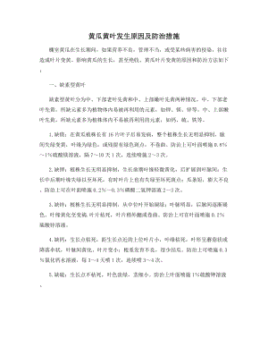 黄瓜黄叶发生原因及防治措施.docx