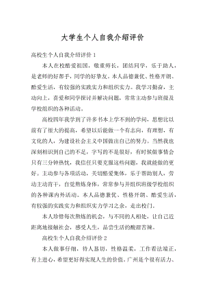 大学生个人自我介绍评价范例.docx