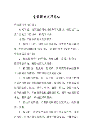 仓管顶岗实习总结精编.docx