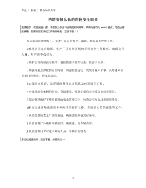 消防安保队长的岗位安全职责.docx