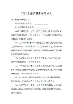 2022业务员聘用合同协议汇编.docx