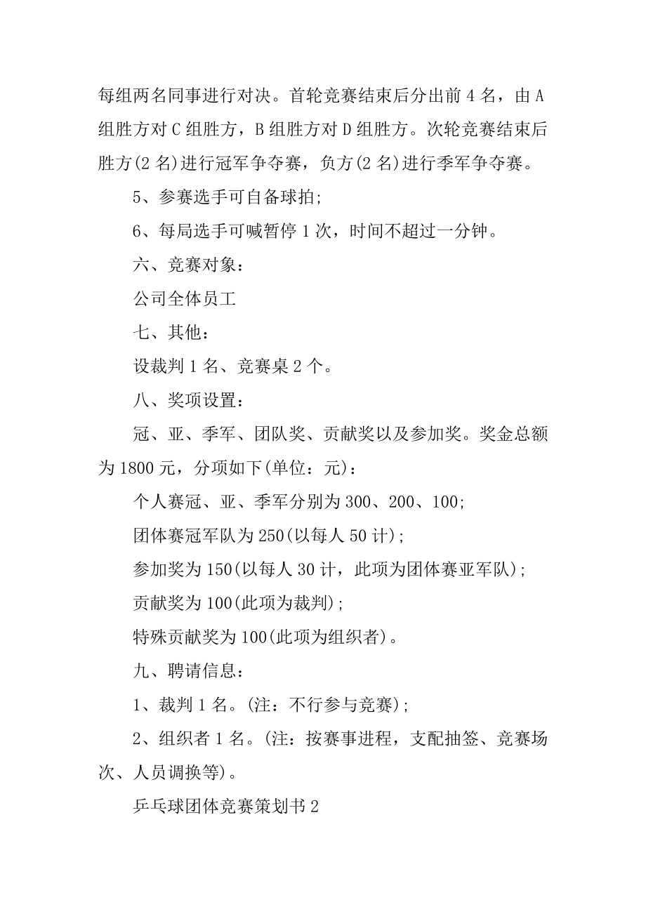 乒乓球团体比赛策划书精品.docx_第2页