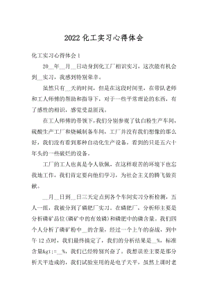 2022化工实习心得体会最新.docx