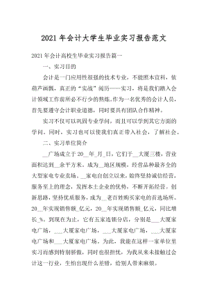 2021年会计大学生毕业实习报告范文例文.docx