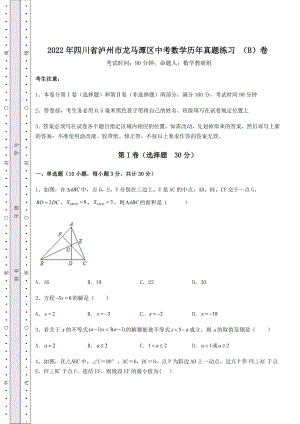 【真题汇编】2022年四川省泸州市龙马潭区中考数学历年真题练习-(B)卷(含答案详解).docx