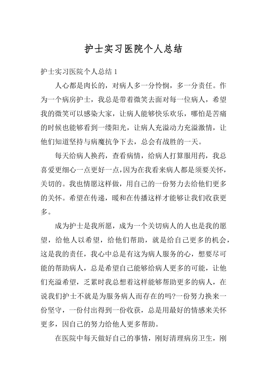 护士实习医院个人总结例文.docx_第1页