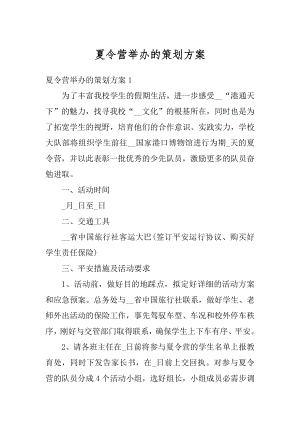 夏令营举办的策划方案例文.docx