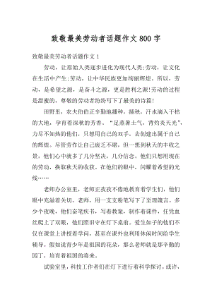 致敬最美劳动者话题作文800字汇编.docx