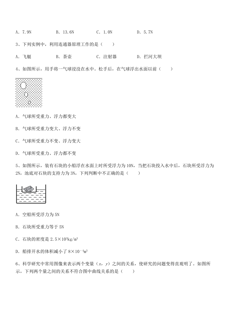 知识点详解人教版八年级物理下册第十章-浮力专项训练练习题(无超纲).docx_第2页