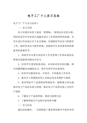 电子工厂个人实习总结精选.docx