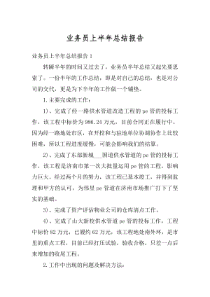 业务员上半年总结报告精编.docx