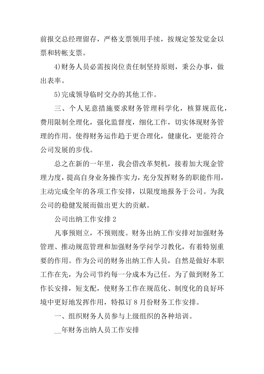 2021年公司出纳工作计划范文五篇精选.docx_第2页