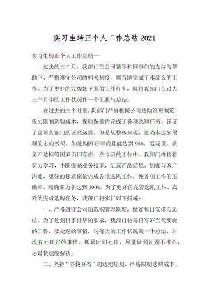 实习生转正个人工作总结范文.docx