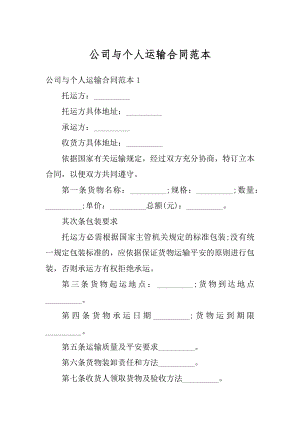 公司与个人运输合同范本精编.docx