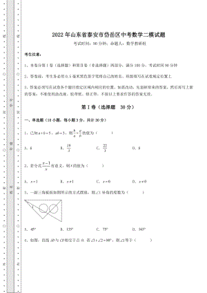 【历年真题】2022年山东省泰安市岱岳区中考数学二模试题(含答案详解).docx