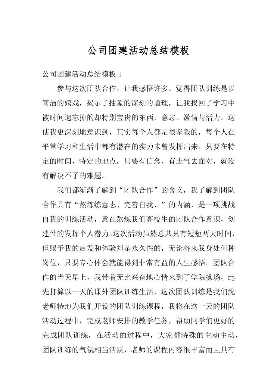 公司团建活动总结模板精编.docx_第1页