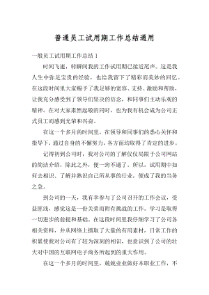 普通员工试用期工作总结通用精选.docx