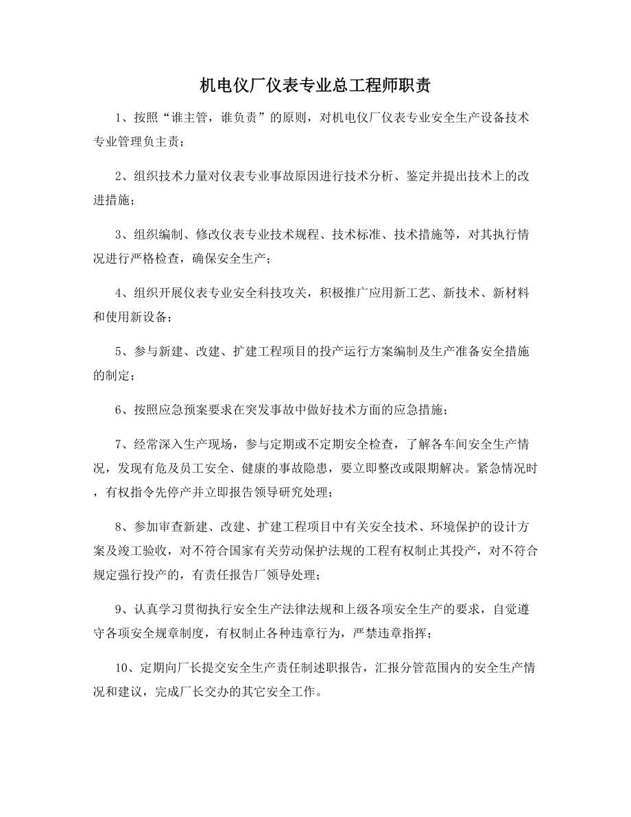 机电仪厂仪表专业总工程师职责.docx_第1页