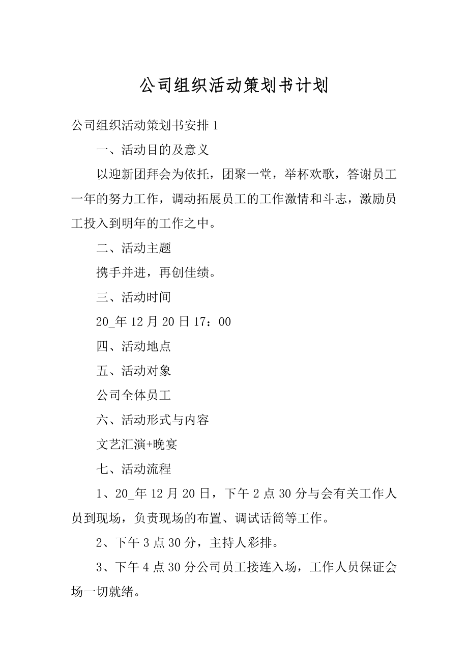 公司组织活动策划书计划范本.docx_第1页