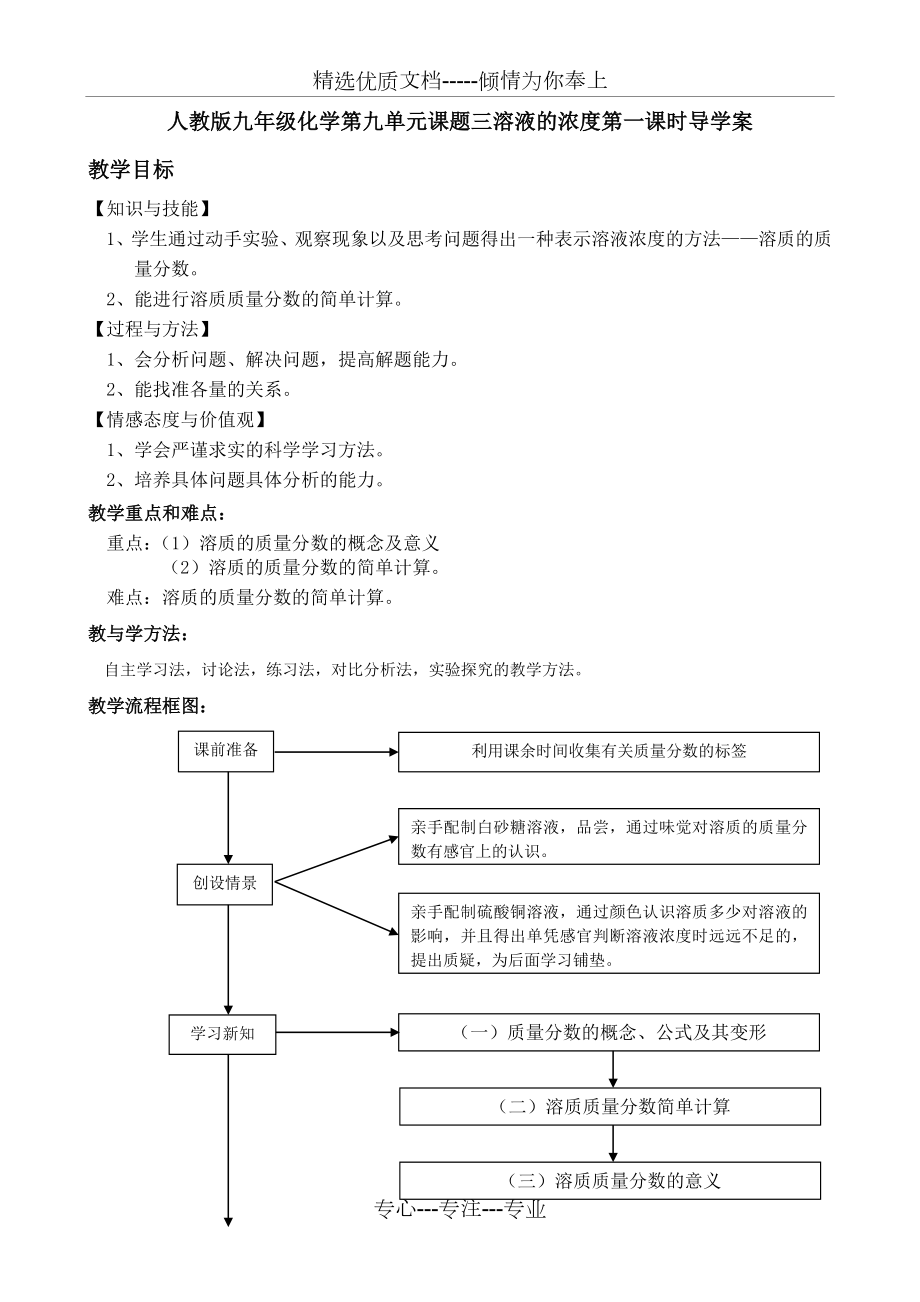 溶液的浓度教学设计(共6页).doc_第1页