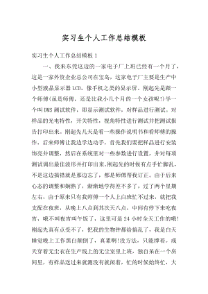 实习生个人工作总结模板精编.docx