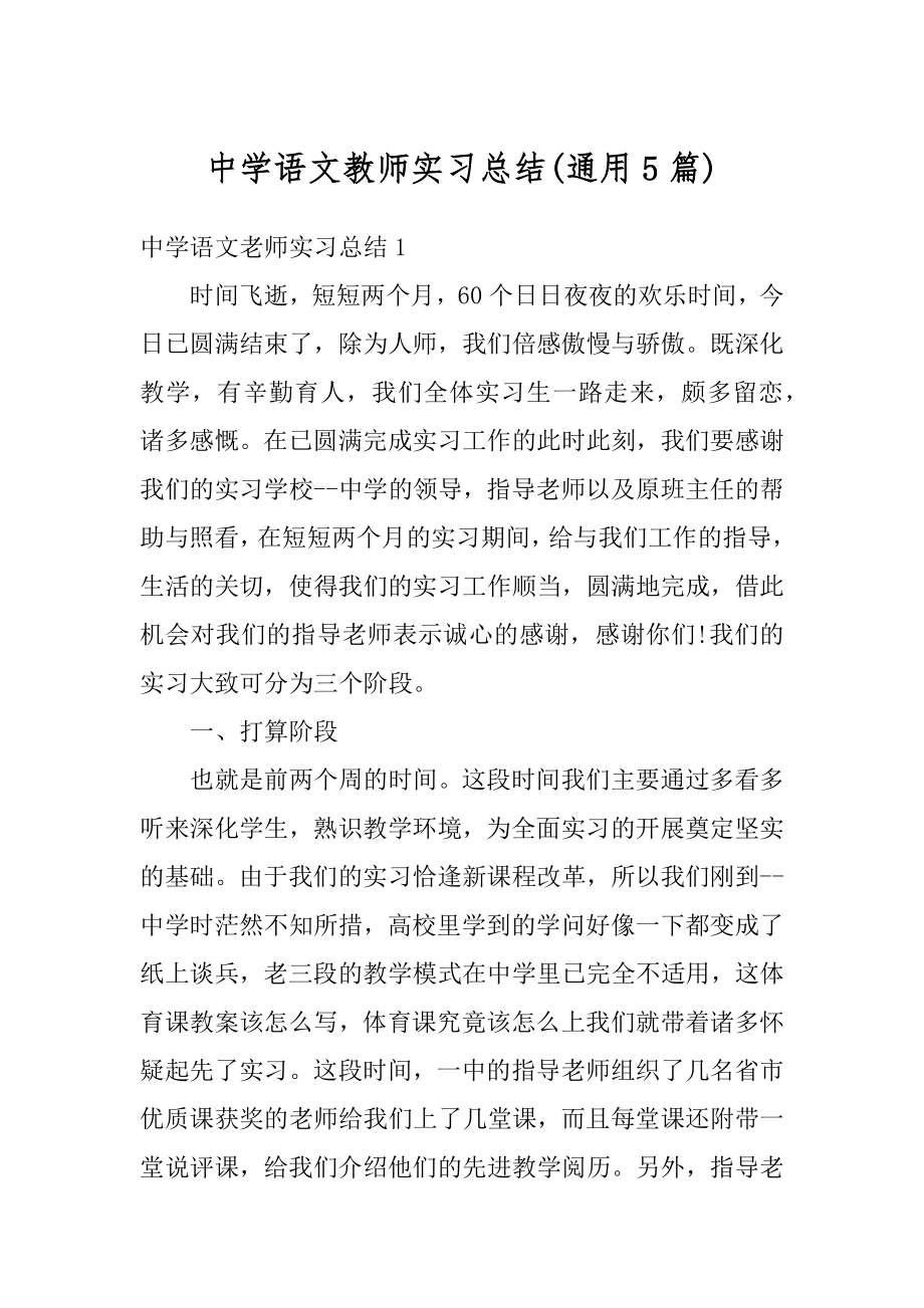 中学语文教师实习总结范文.docx_第1页