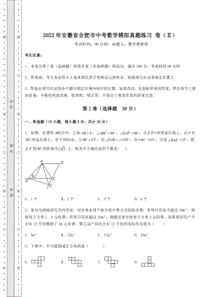 中考强化训练2022年安徽省合肥市中考数学模拟真题练习-卷(Ⅱ)(含答案详解).docx