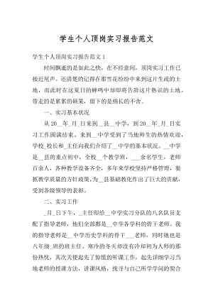 学生个人顶岗实习报告范文范本.docx