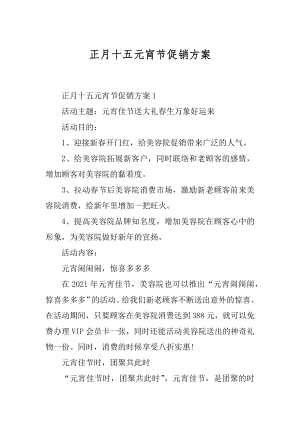 正月十五元宵节促销方案精选.docx