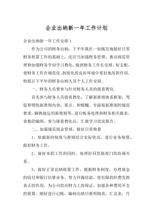 企业出纳新一年工作计划精编.docx