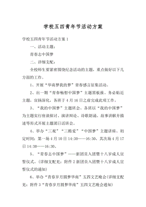 学校五四青年节活动方案精编.docx