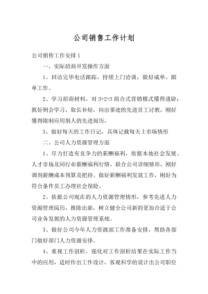 公司销售工作计划优质.docx