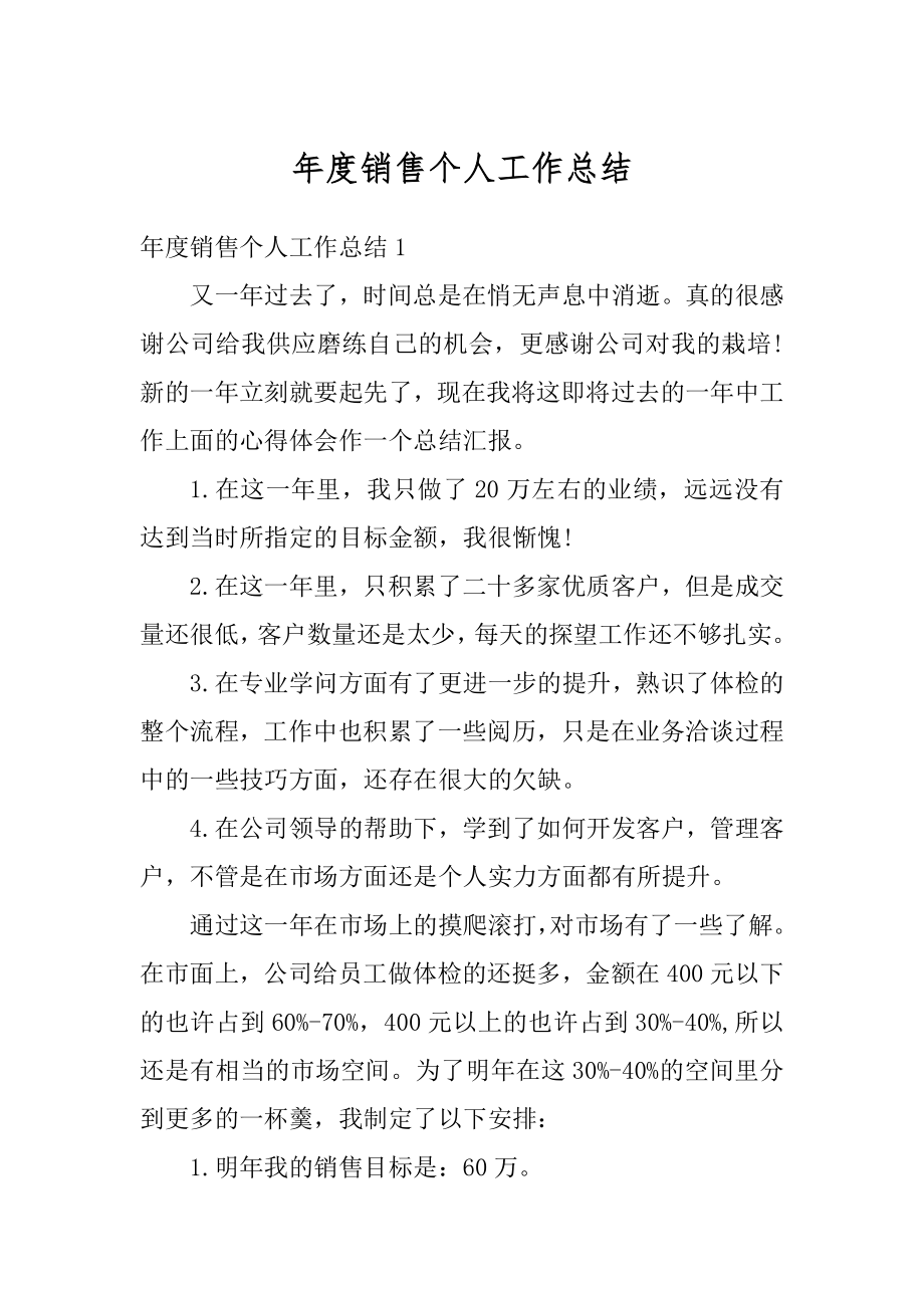 年度销售个人工作总结优质.docx_第1页