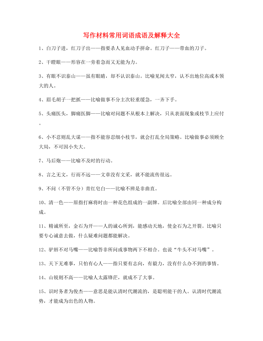 最火高考作文写作高频俗语大全(含解释).docx_第1页