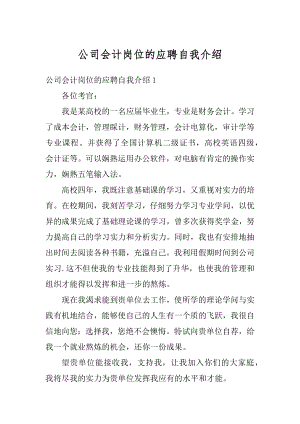 公司会计岗位的应聘自我介绍汇编.docx