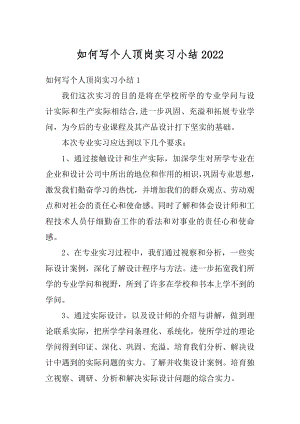 如何写个人顶岗实习小结精选.docx