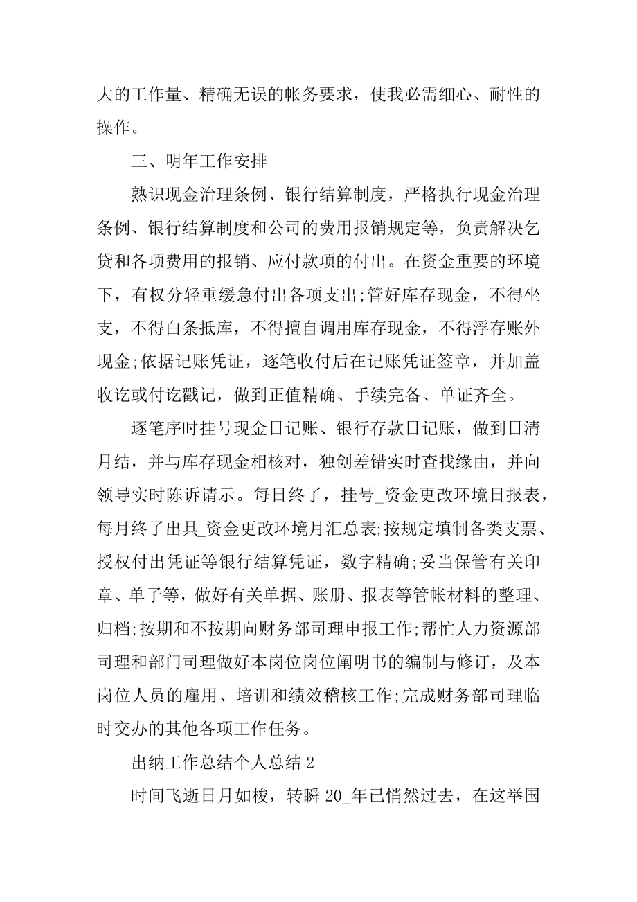 出纳工作总结个人总结5篇精编.docx_第2页