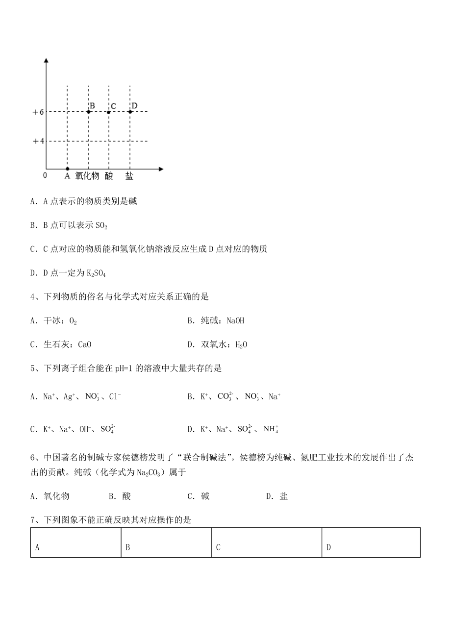 必考点解析人教版九年级化学下册第十一单元盐-化肥定向测试练习题(名师精选).docx_第2页