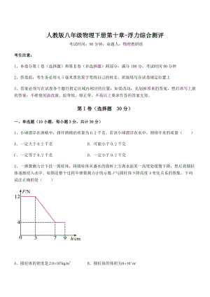 人教版八年级物理下册第十章-浮力综合测评试题(精选).docx