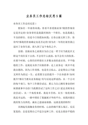 业务员工作总结反思5篇汇总.docx