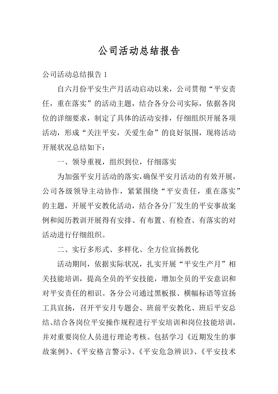 公司活动总结报告精编.docx_第1页