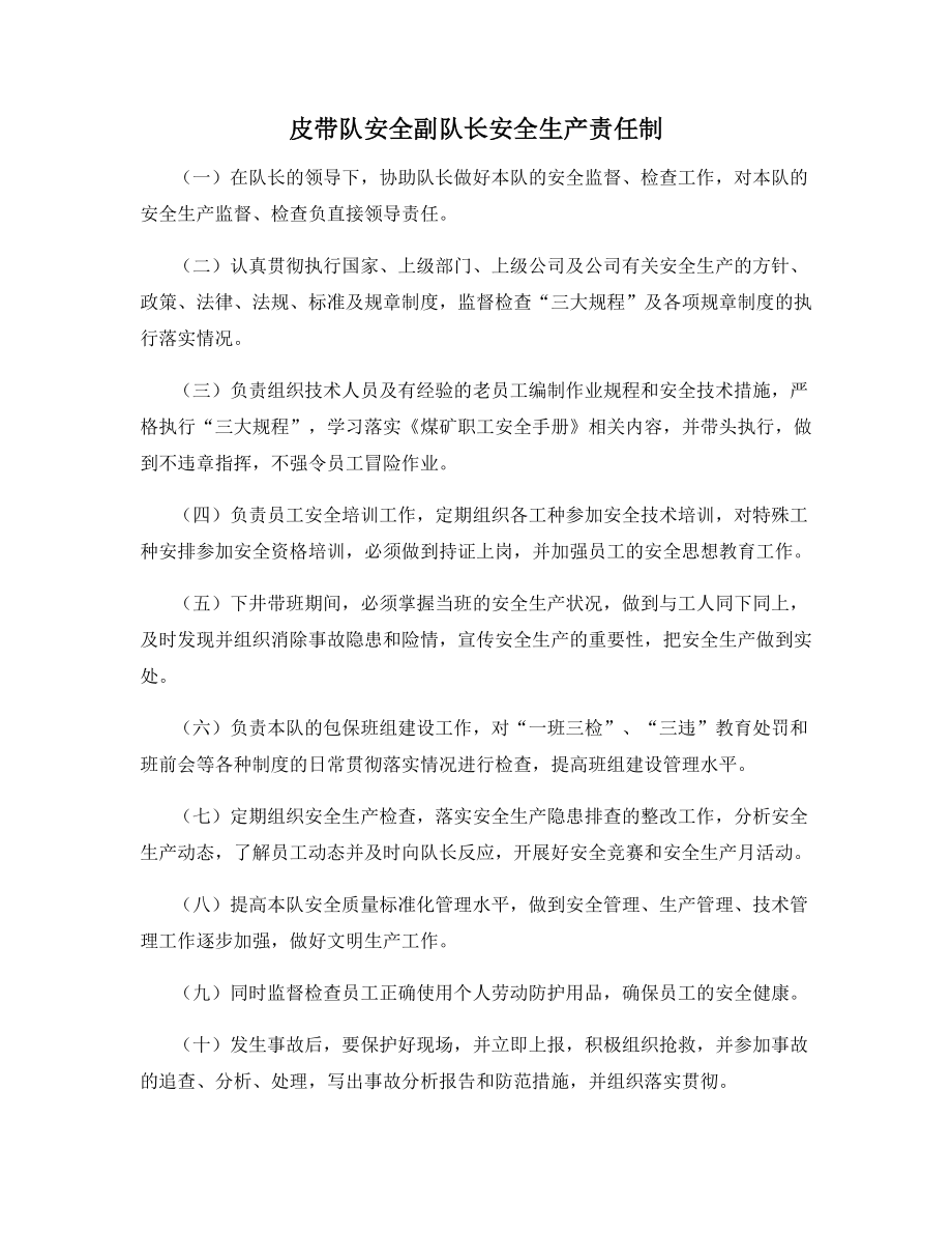 皮带队安全副队长安全生产责任制.docx_第1页