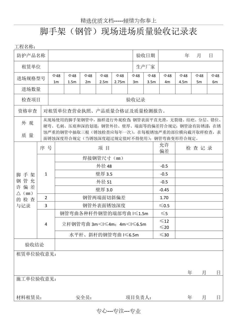 脚手架(钢管)现场进场质量验收记录(共2页).docx_第1页