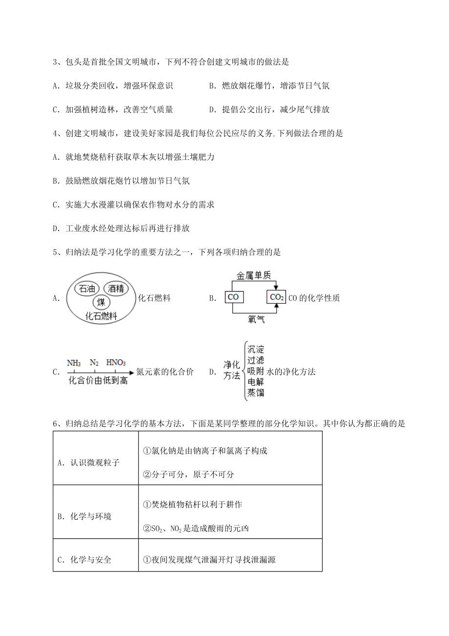 2022年最新精品解析沪教版(全国)九年级化学下册第9章化学与社会发展专项攻克试题(无超纲).docx_第2页