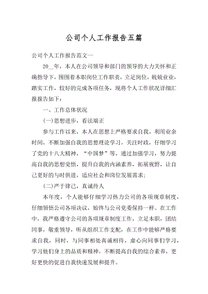 公司个人工作报告五篇例文.docx